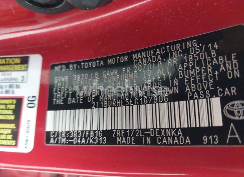 Photo 9 of 2014 Toyota Corolla LE (VIN 2T1BURHE5EC167906)