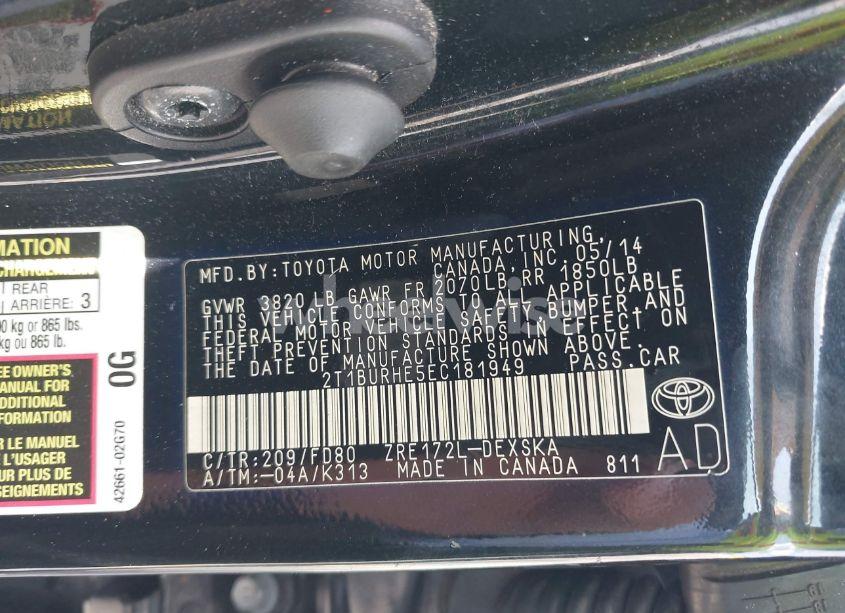 Photo 9 of 2014 Toyota Corolla S (VIN 2T1BURHE5EC181949)