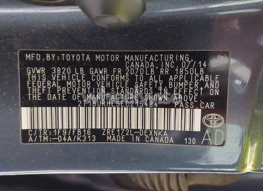 Photo 9 of 2014 Toyota Corolla LE (VIN 2T1BURHE5EC215484)