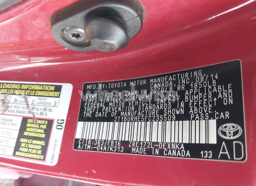 Photo 9 of 2015 Toyota Corolla LE (VIN 2T1BURHE5FC235509)