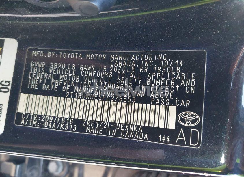 Photo 9 of 2015 Toyota Corolla LE (VIN 2T1BURHE5FC276559)