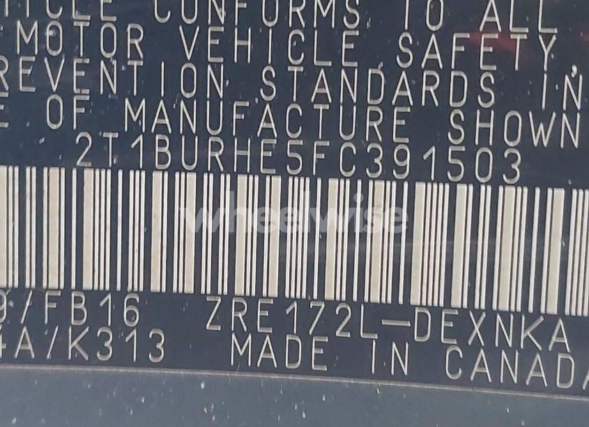 Photo 9 of 2015 Toyota Corolla LE (VIN 2T1BURHE5FC391503)