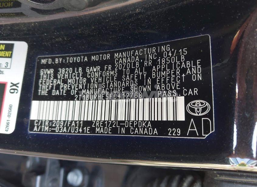 Photo 9 of 2015 Toyota Corolla L (VIN 2T1BURHE5FC412768)