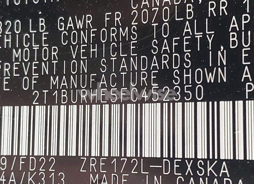 Photo 9 of 2015 Toyota Corolla S PLUS (VIN 2T1BURHE5FC452350)