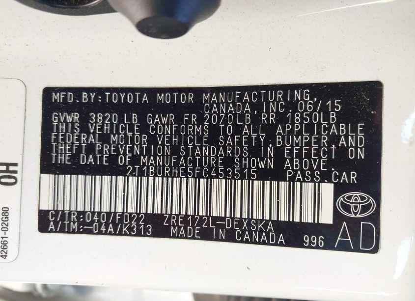Photo 9 of 2015 Toyota Corolla S PLUS (VIN 2T1BURHE5FC453515)
