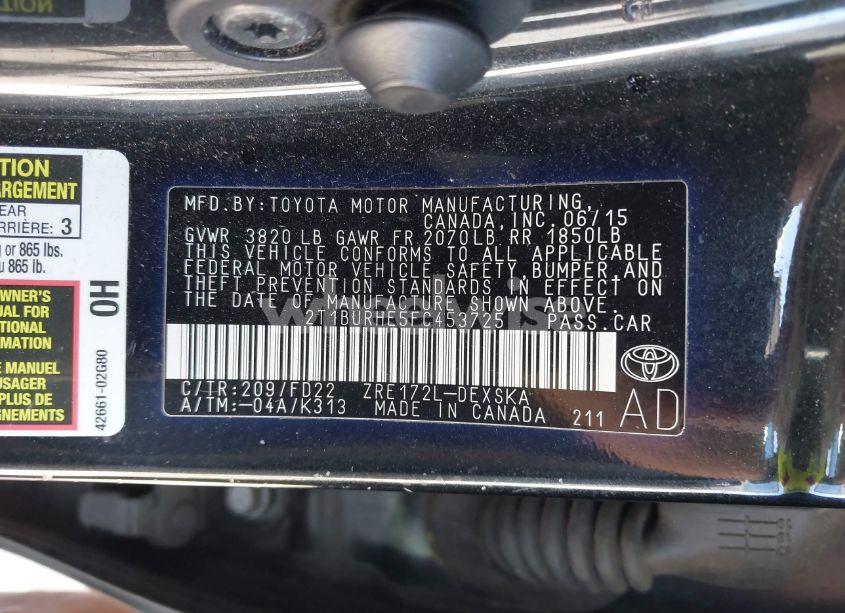 Photo 9 of 2015 Toyota Corolla S PLUS (VIN 2T1BURHE5FC453725)