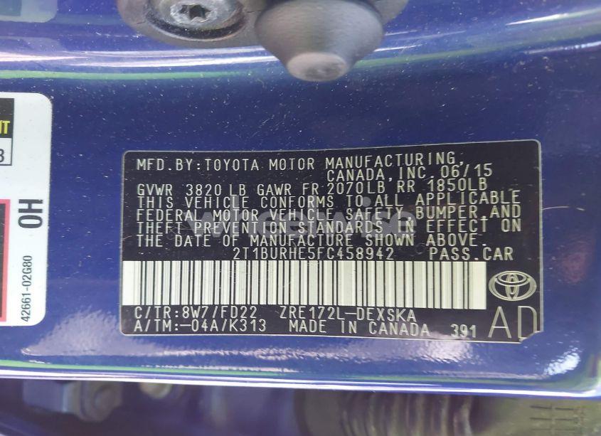 Photo 9 of 2015 Toyota Corolla S PLUS (VIN 2T1BURHE5FC458942)