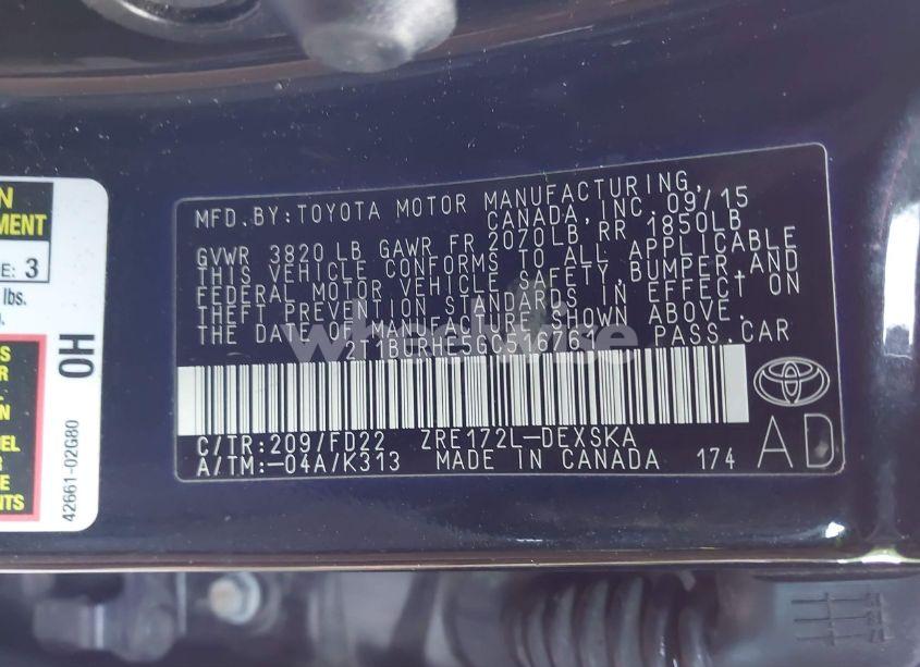 Photo 9 of 2016 Toyota Corolla S PLUS (VIN 2T1BURHE5GC516761)