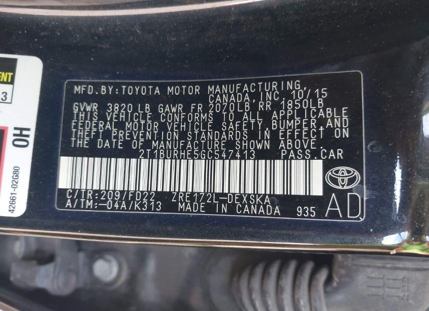 Photo 9 of 2016 Toyota Corolla S PLUS (VIN 2T1BURHE5GC547413)