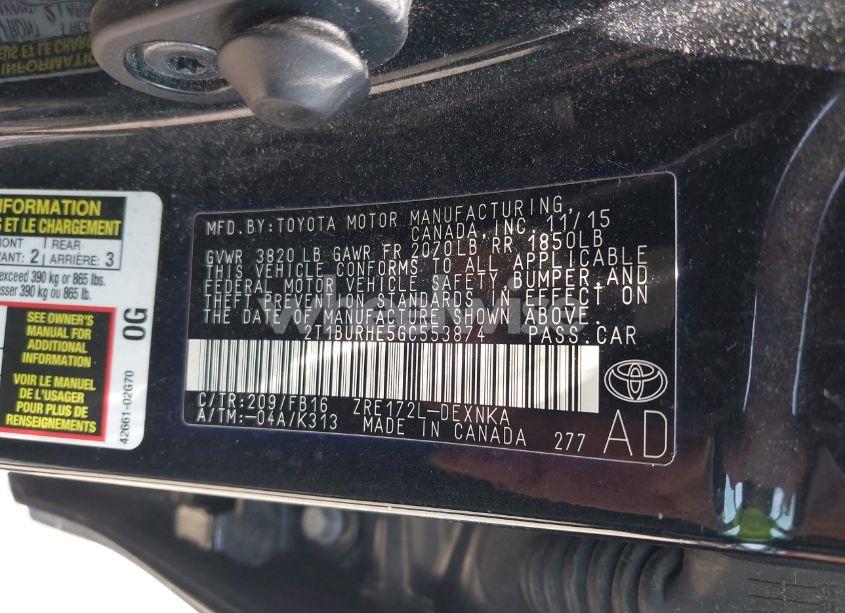 Photo 9 of 2016 Toyota Corolla LE (VIN 2T1BURHE5GC553874)