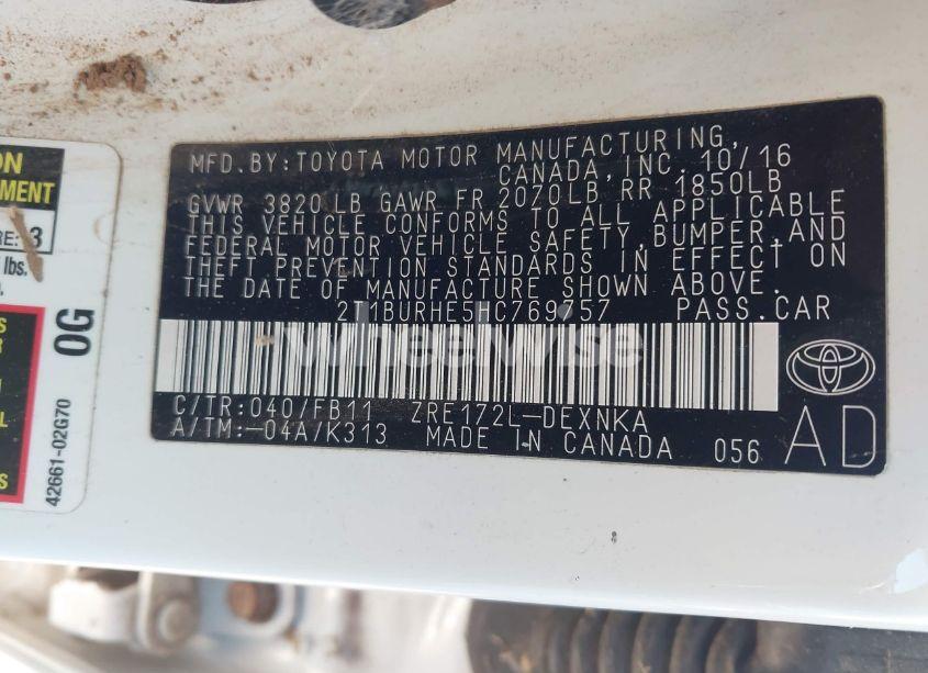 Photo 9 of 2017 Toyota Corolla LE (VIN 2T1BURHE5HC769757)