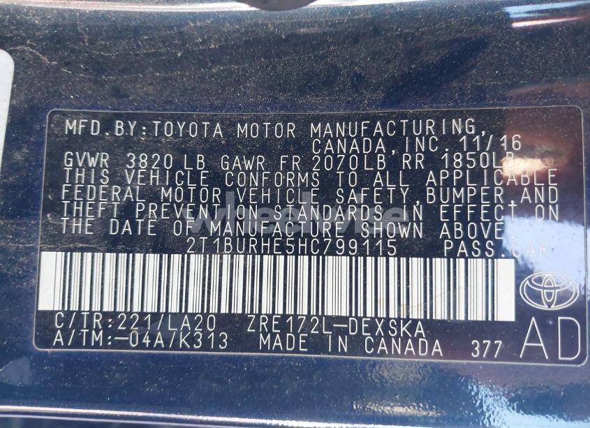 Photo 9 of 2017 Toyota Corolla XSE (VIN 2T1BURHE5HC799115)