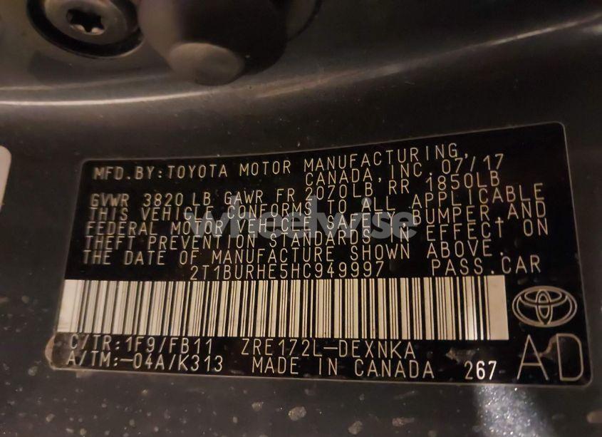 Photo 9 of 2017 Toyota Corolla LE (VIN 2T1BURHE5HC949997)