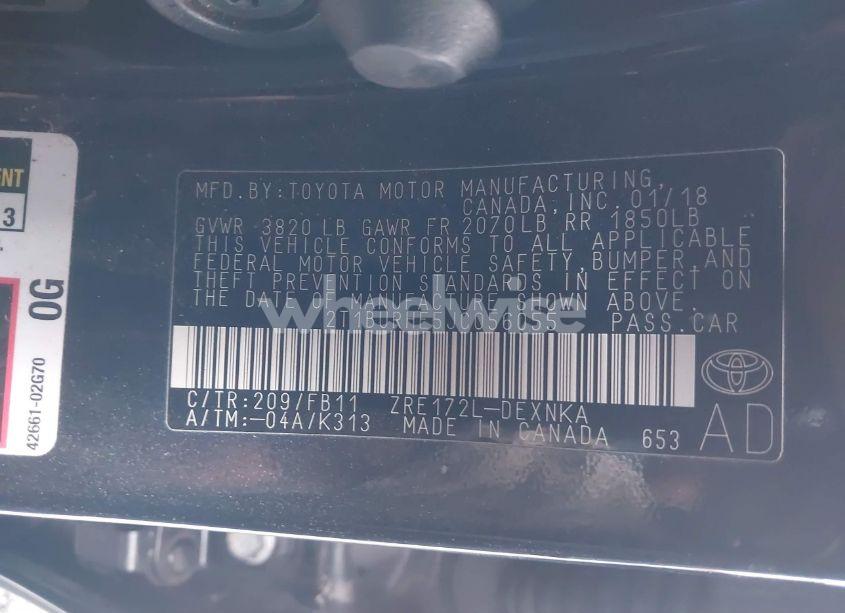 Photo 9 of 2018 Toyota Corolla LE (VIN 2T1BURHE5JC056055)