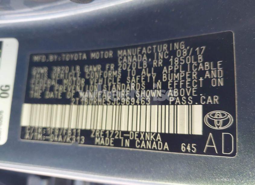 Photo 9 of 2018 Toyota Corolla LE (VIN 2T1BURHE5JC969463)