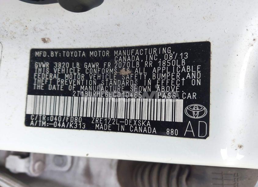 Photo 9 of 2014 Toyota Corolla S PLUS (VIN 2T1BURHE6EC010465)