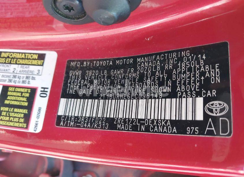 Photo 9 of 2014 Toyota Corolla S PLUS (VIN 2T1BURHE6EC096148)