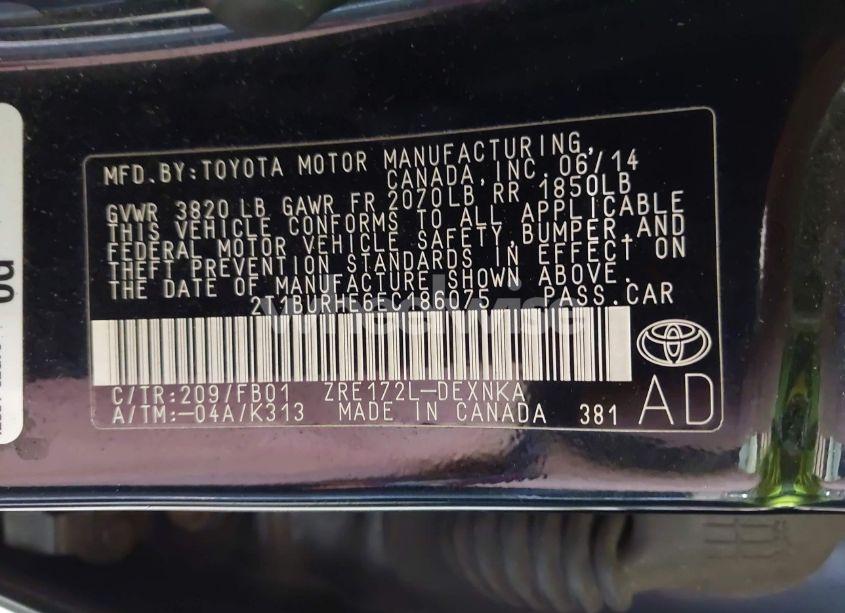 Photo 9 of 2014 Toyota Corolla LE (VIN 2T1BURHE6EC186075)