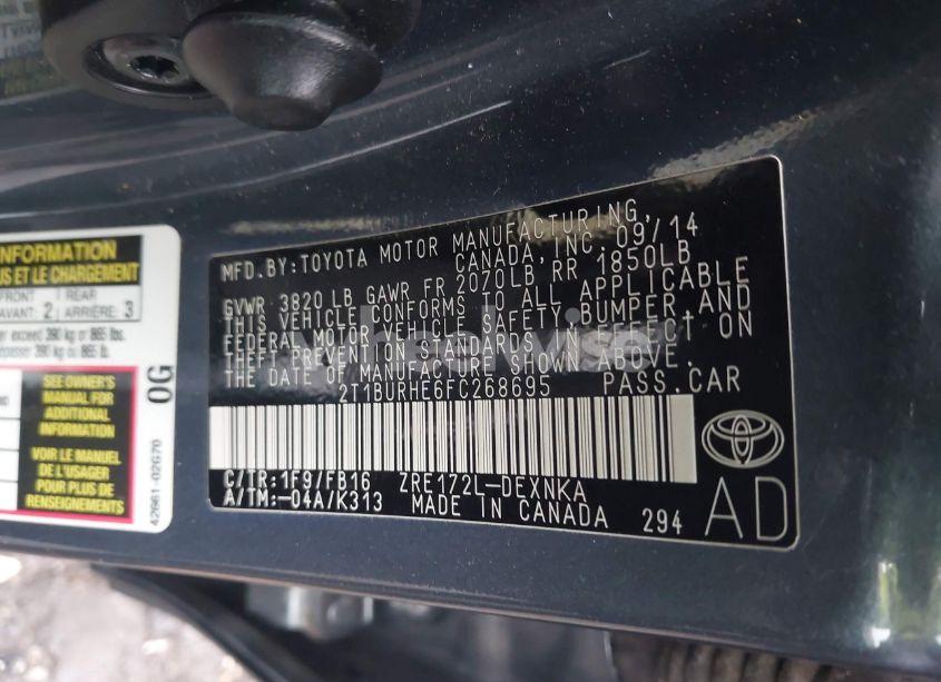 Photo 9 of 2015 Toyota Corolla LE PLUS (VIN 2T1BURHE6FC268695)