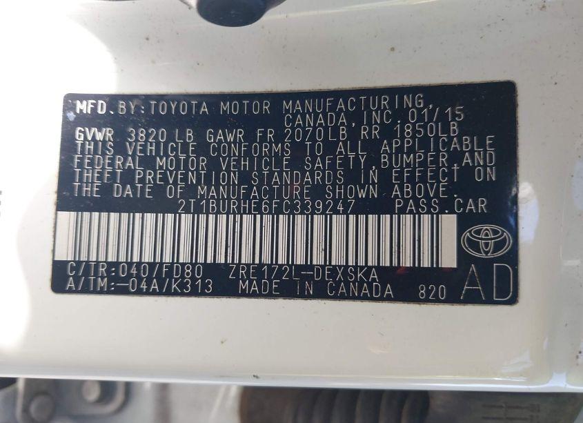 Photo 9 of 2015 Toyota Corolla S PLUS (VIN 2T1BURHE6FC339247)