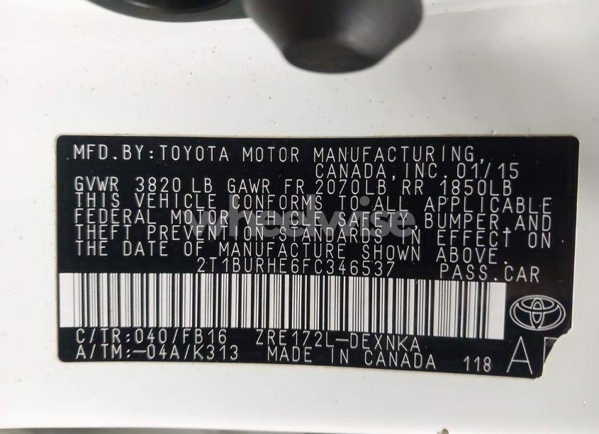 Photo 9 of 2015 Toyota Corolla LE (VIN 2T1BURHE6FC346537)