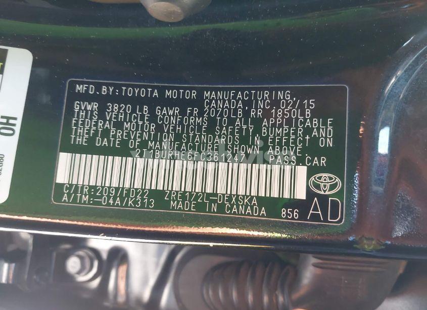 Photo 9 of 2015 Toyota Corolla S PLUS (VIN 2T1BURHE6FC361247)