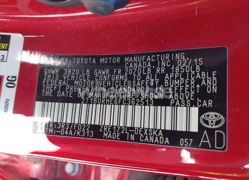 Photo 9 of 2015 Toyota Corolla S (VIN 2T1BURHE6FC362513)