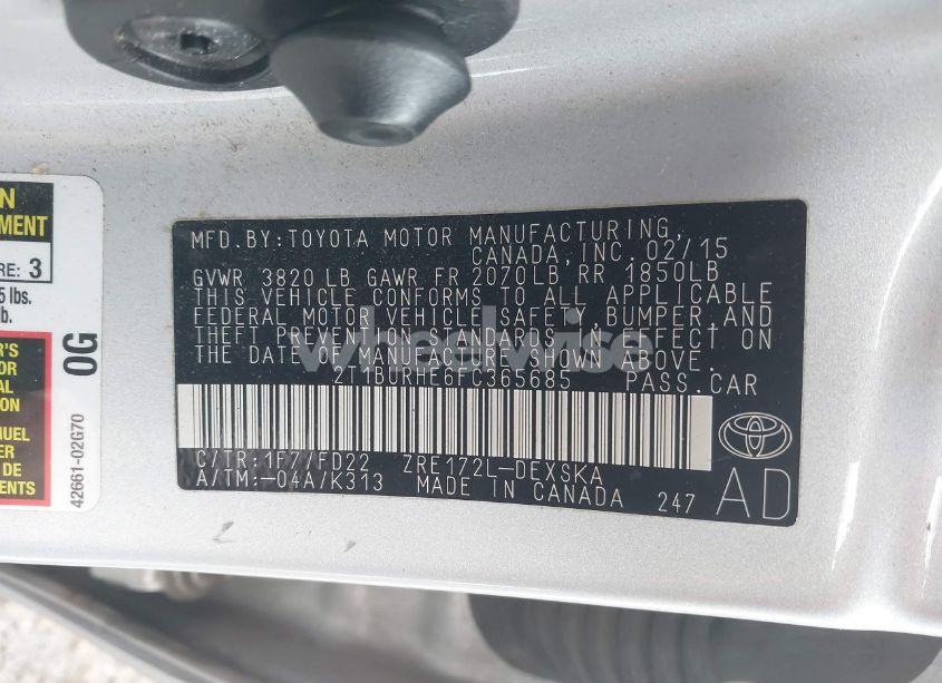 Photo 9 of 2015 Toyota Corolla S (VIN 2T1BURHE6FC365685)