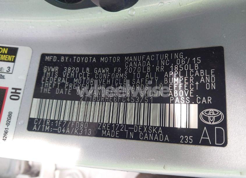 Photo 9 of 2015 Toyota Corolla S PLUS (VIN 2T1BURHE6FC453751)