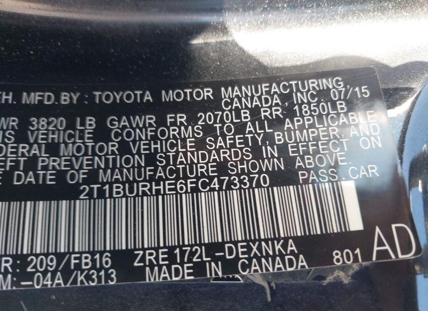 Photo 9 of 2015 Toyota Corolla LE (VIN 2T1BURHE6FC473370)