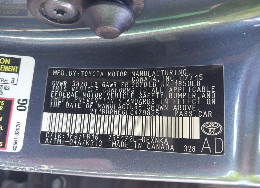 Photo 9 of 2015 Toyota Corolla LE (VIN 2T1BURHE6FC479895)