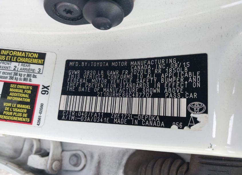 Photo 9 of 2016 Toyota Corolla L (VIN 2T1BURHE6GC487707)