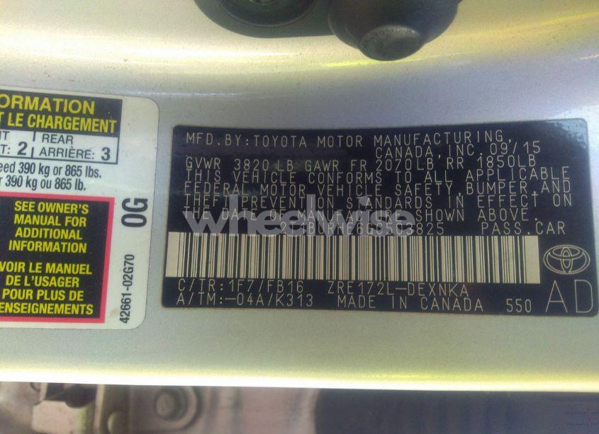 Photo 9 of 2016 Toyota Corolla LE (VIN 2T1BURHE6GC503825)