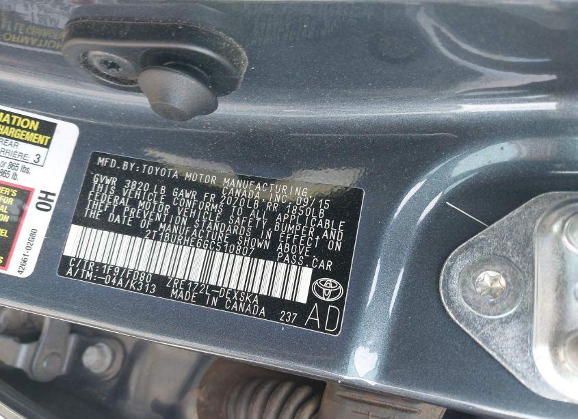 Photo 9 of 2016 Toyota Corolla S PLUS (VIN 2T1BURHE6GC510807)