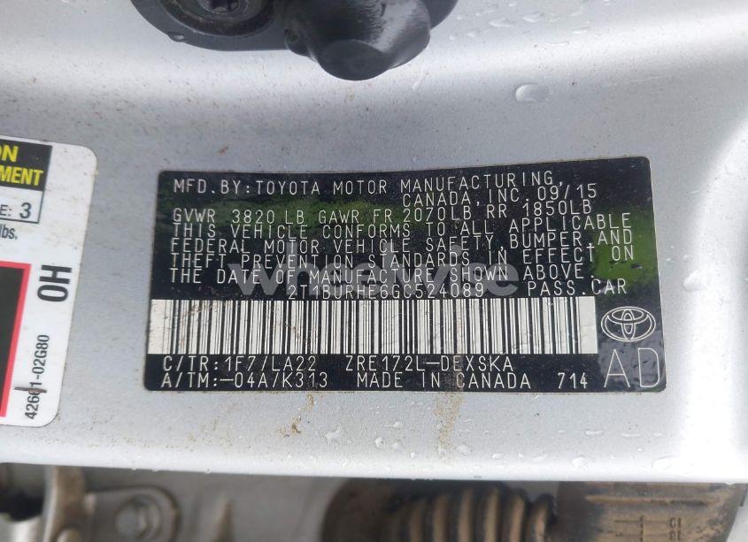 Photo 9 of 2016 Toyota Corolla S PREMIUM (VIN 2T1BURHE6GC524089)