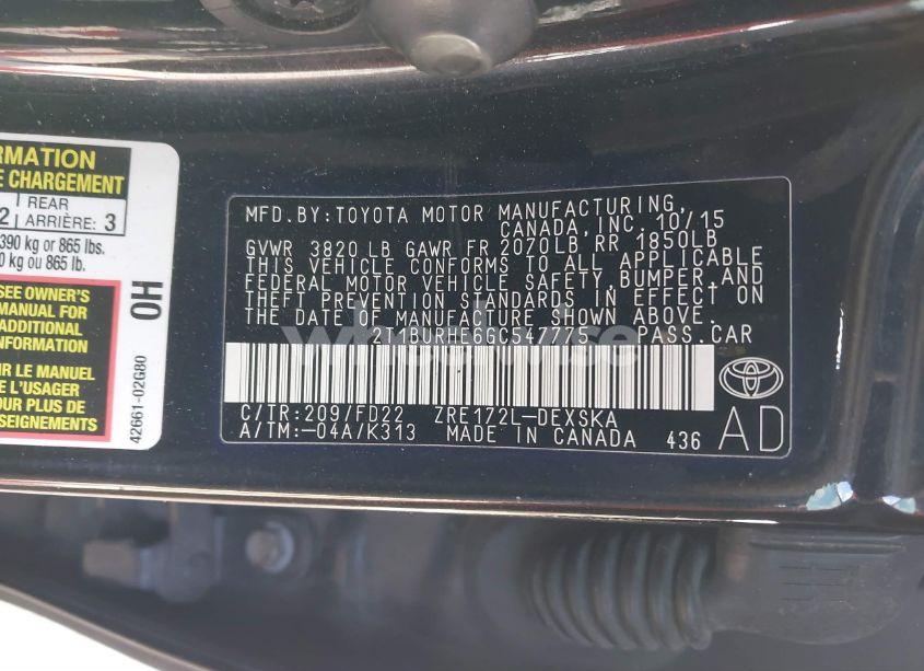 Photo 9 of 2016 Toyota Corolla S W/SPECIAL EDITION PKG (VIN 2T1BURHE6GC547775)