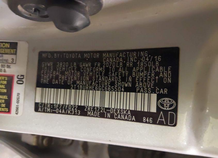 Photo 9 of 2016 Toyota Corolla S (VIN 2T1BURHE6GC665504)