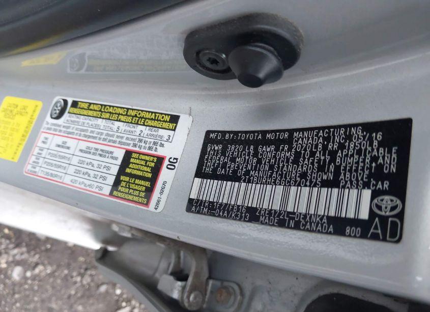 Photo 9 of 2016 Toyota Corolla LE (VIN 2T1BURHE6GC670475)