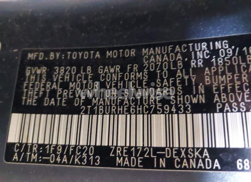 Photo 9 of 2017 Toyota Corolla SE (VIN 2T1BURHE6HC759433)