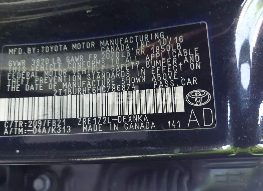 Photo 9 of 2017 Toyota Corolla LE (VIN 2T1BURHE6HC786874)