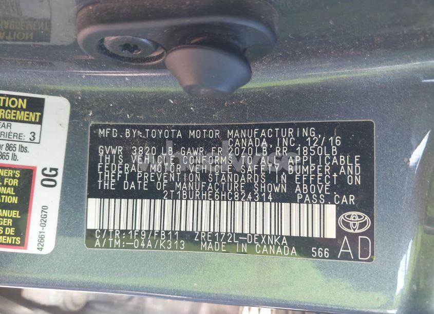 Photo 9 of 2017 Toyota Corolla LE (VIN 2T1BURHE6HC824314)