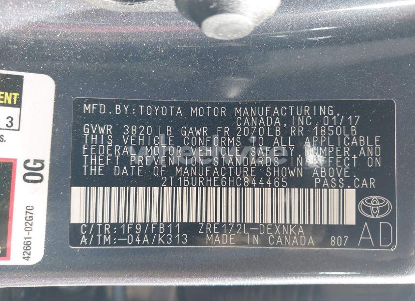 Photo 9 of 2017 Toyota Corolla LE (VIN 2T1BURHE6HC844465)