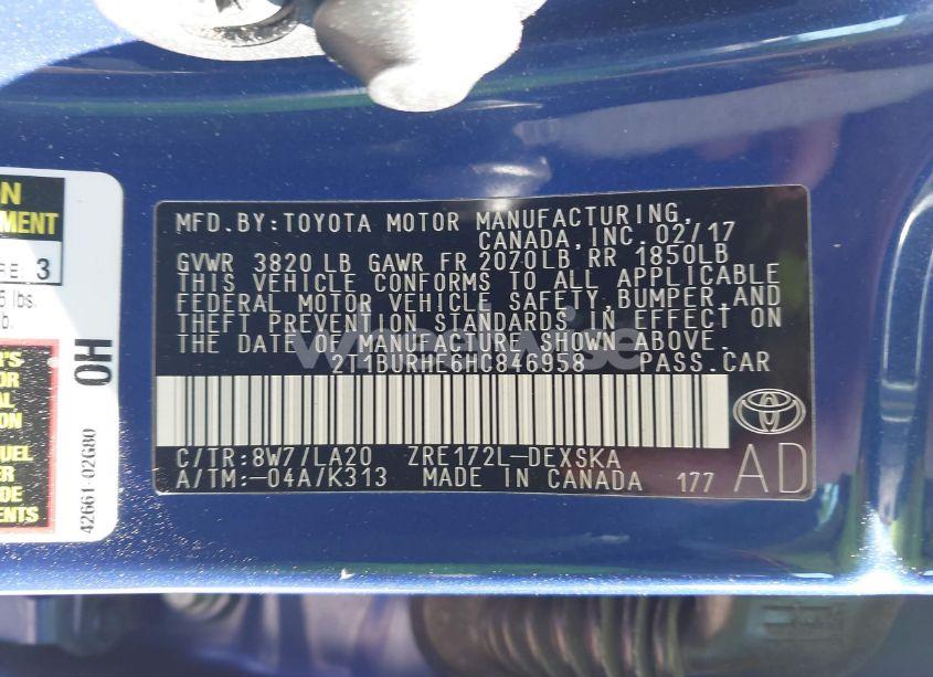 Photo 9 of 2017 Toyota Corolla XSE (VIN 2T1BURHE6HC846958)