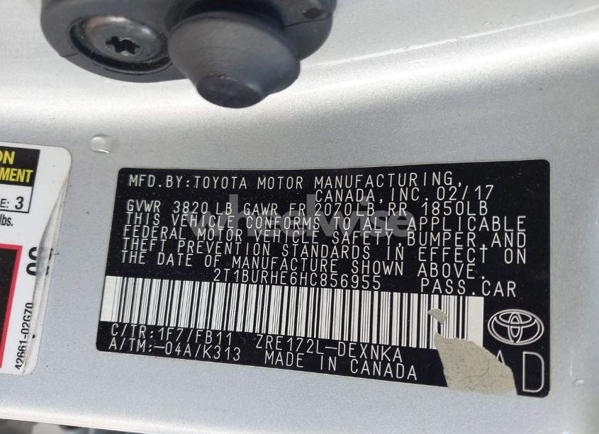 Photo 9 of 2017 Toyota Corolla LE (VIN 2T1BURHE6HC856955)