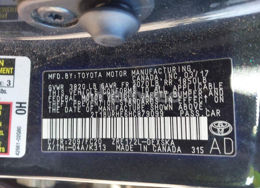 Photo 9 of 2017 Toyota Corolla SE (VIN 2T1BURHE6HC879099)