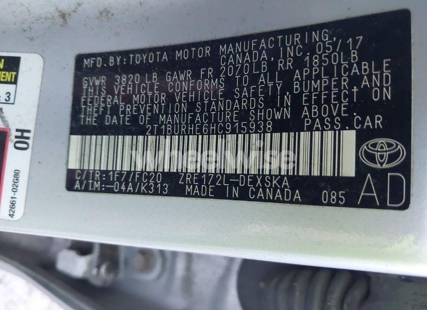 Photo 9 of 2017 Toyota Corolla SE (VIN 2T1BURHE6HC915938)