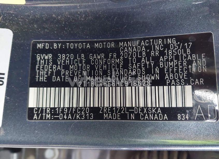 Photo 9 of 2017 Toyota Corolla SE (VIN 2T1BURHE6HC918628)