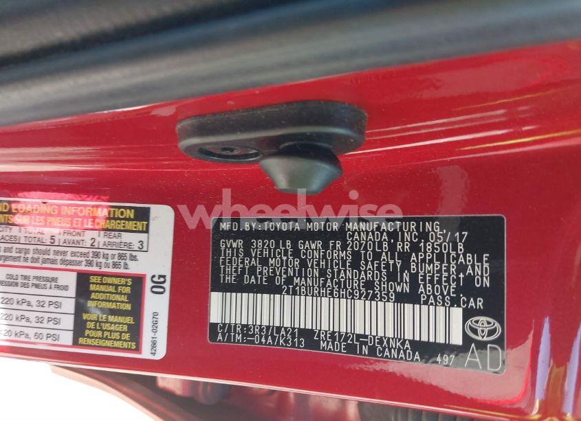 Photo 9 of 2017 Toyota Corolla XLE (VIN 2T1BURHE6HC927359)