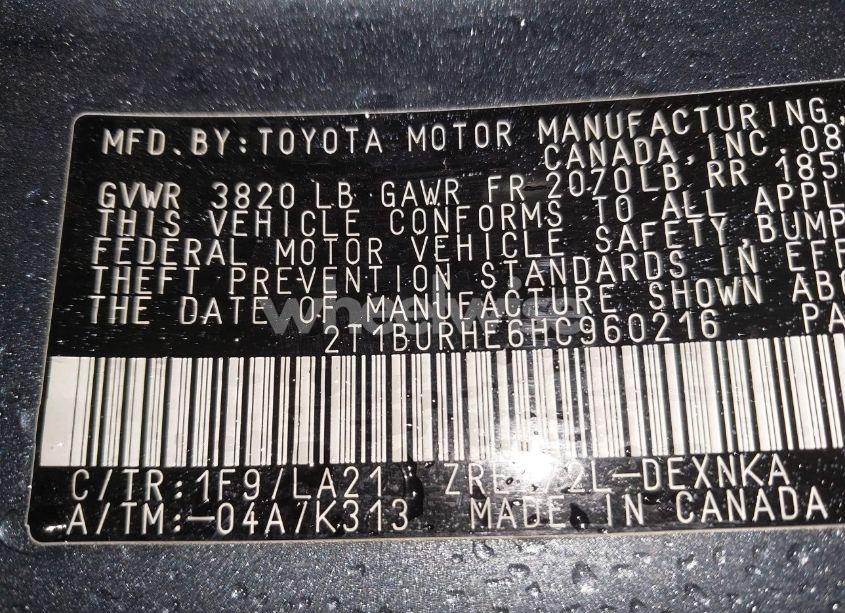 Photo 9 of 2017 Toyota Corolla XLE (VIN 2T1BURHE6HC960216)