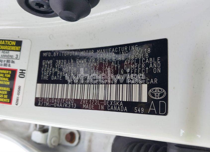 Photo 9 of 2018 Toyota Corolla SE (VIN 2T1BURHE6JC057943)